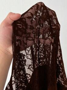 Grovea فستان كاجوال مقاس كبير، طراز بسيط للارتداء اليومي، عيد الحب - بني - مشاهدة 7