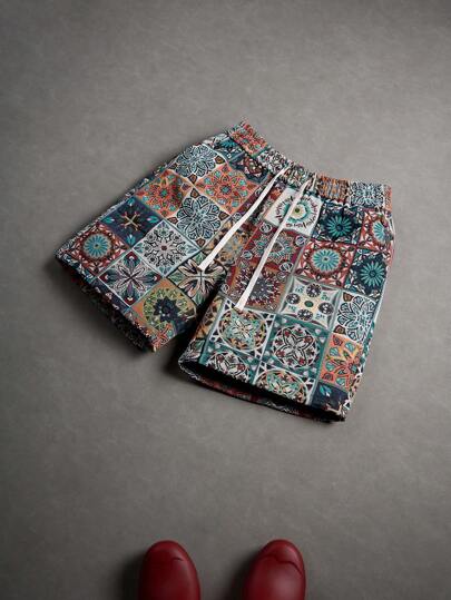 Manfinity Hypemode 直筒格纹男士短裤，男士度假男士沙滩短裤，夏季男士短裤，男士休闲短裤