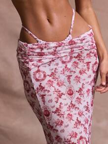 Musera Resort Floral Mesh Ruched Waist Maxi Skirt Cover Up Summer, Ibiza Fits, Holiday, Vacation, Sexy, Romantic, Beach Swim Elegant Festival Sagrada