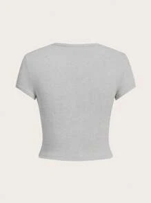 SHEIN Tall CURVE Plus Size 4pcs Solid Color Short Sleeve Slim Fit Round Neck T-Shirt Set, Suitable For Summer - Multicolor - View 7