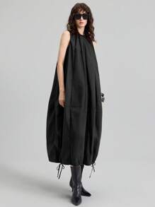 Ontre 2025年新款女士夏装，适合7月4日返校节，复古2000年代乡村风格，纯色无袖口袋连衣裙，适合女教师、派对