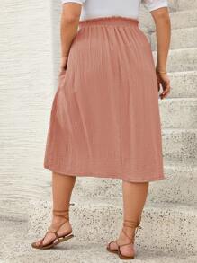 SHEIN Frenchy Váy dài màu trơn cỡ lớn cho nữ mùa hè giản dị tối giản đi biển nghỉ mát - Hồng - Xem 2