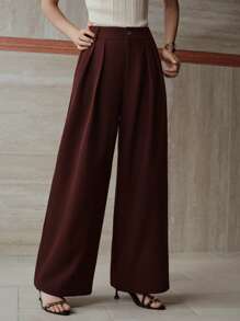 MOTF PREMIUM Pantalones con bolsillo en ángulo de pliegues plegados - Burdeos - Ver 5