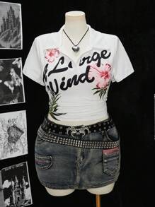 Sunspun Camiseta de manga corta con estampado tropical para mujer talla grande, estilo retro vintage con gráfico americano, blusas casuales para salir, vacaciones en la playa - Multicolor - Ver 4
