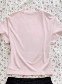 INAWLY 女士草莓酱图案圆领短袖 T 恤