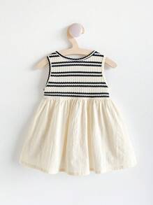 Cozy Pixies 女婴彩色条纹撞色圆领无袖腰连衣裙 - 彩色 - 查看 2