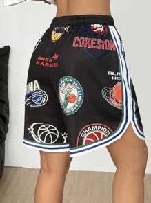 Coolane Women Summer Concert Rave Streetwear Vintage Y2K Graphics Breathable Mesh Black Crotch Shorts - Black - View 6