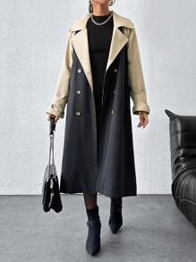 EURMUSE Women's Multicolor Belted Long Trench Coat - Multicolor - View 6