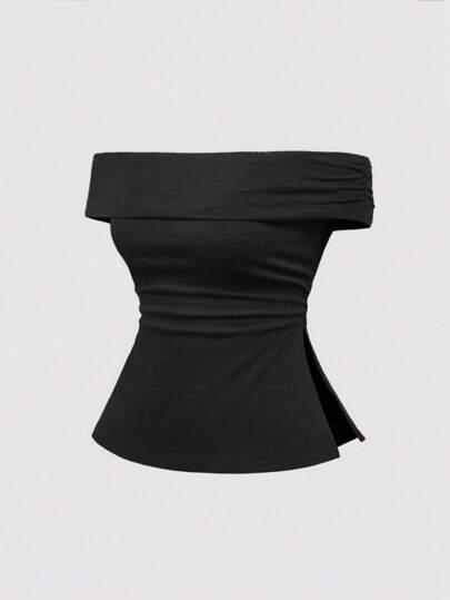 Grunge Punk تيشرت كتف مكشوف للنساء بتصميم قسم مقسوم مطبوع بنمط نمر، منوع وعملي