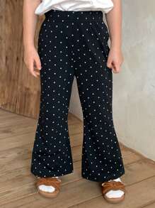 DAZY Young Girl' Polka Dot Flare Pants, Korean Style Fresh Long Trousers,Girls Summer Outfits