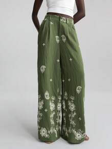 Ontre 2025 秋冬女装、秋冬女装、女士冬装、返校装、万圣节、圣诞节、商务休闲、复古、优雅、百搭、基本款服装、纳什维尔服装、花卉刺绣、口袋、褶皱、阔腿、宽松休闲裤、优雅派对礼服、适合独立日、海滩度假、毕业典礼、婚礼嘉宾、阵亡将士纪念日、舞会、百搭日常通勤、女士沙滩裤