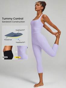 GLOWMODE 17" FeatherFit™ Go Figure Tummy Control Criss-Cross Jumpsuit Low Impact Yoga Studio Summer