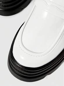 ROMWE Goth Mocasines beige para mujer, tipo Mary Jane, de piel, zapatos pequeños, zapatos de uniforme escolar japonés, zapatos de trabajo formales, con plataforma gruesa y tacón de cuña - Beis - Ver 10