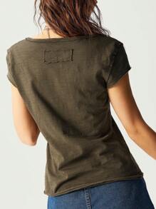 Bohemela 大码复古蝴蝶印花V领短袖T恤