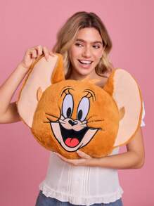 TOM & JERRY X SHEIN Gối ném bằng vải nhung hoạt hình dễ thương, chất liệu mềm mại, thích hợp để trang trí nhà cửa, văn phòng hoặc ô tô - Nhiều màu - Xem 2