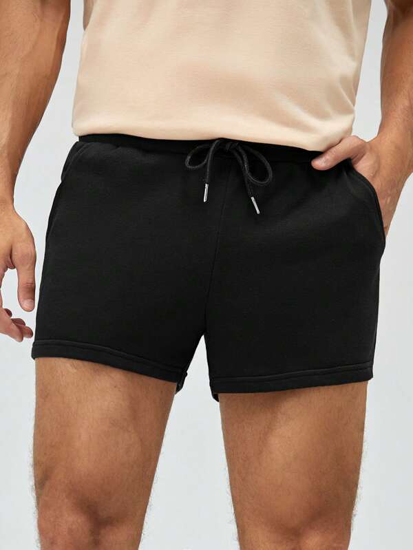 HIMLAND Men Cotton Drawstring Waist Track Shorts