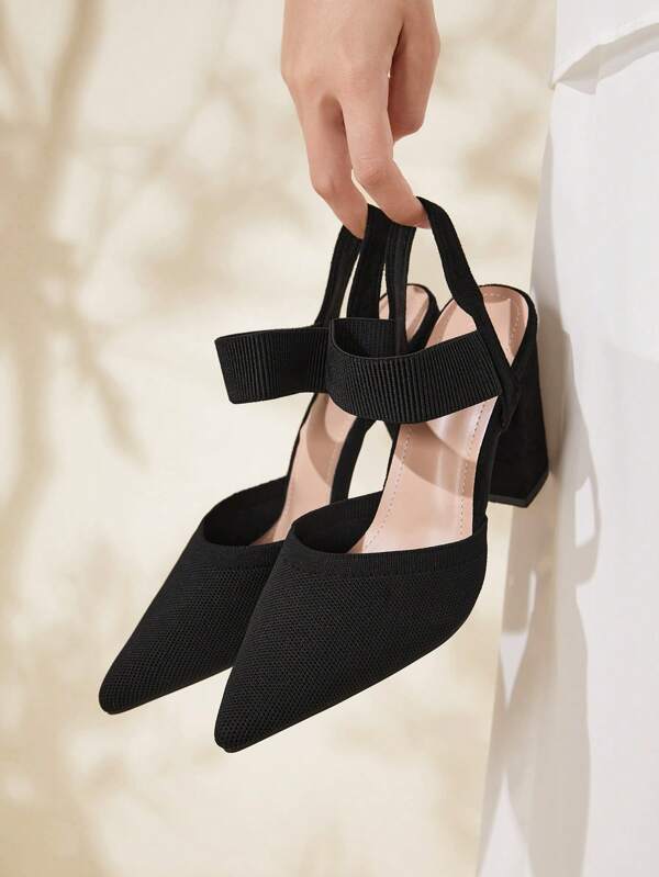 CUCCOO BASICS Women Shoes Minimalist Point Toe Chunky Black Elegant Pumps For Summer Vacation Shoes Summer Back To School Shoes College Student Shoes Party Spring Shoes Spring Break Easter