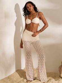 Opulessa Mid-Waist Flared Leg Pants, Minimalist & Fashionable, Suitable For Summer Vacation,Vacation Style,Knitted ,Casaul Summer Vacation Outfits Woman,Bohemia Beach Vacation Outfits,Boho Chic,Holiday Festival Outfits,Beach Outfits For Woman,Summer Outfits For Women,Graduation Outfit,Birthday Outfits For Women,Beach Essentials,Airport Outfit For Women,4th Of July Women,Club Outfit,Country Outfits Women,European Summer,Crochet