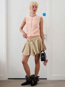 COUREZ Tech Gilet With Ruching /Y2K StreetWear Summer Outfits For Women Summer Tops Vintage