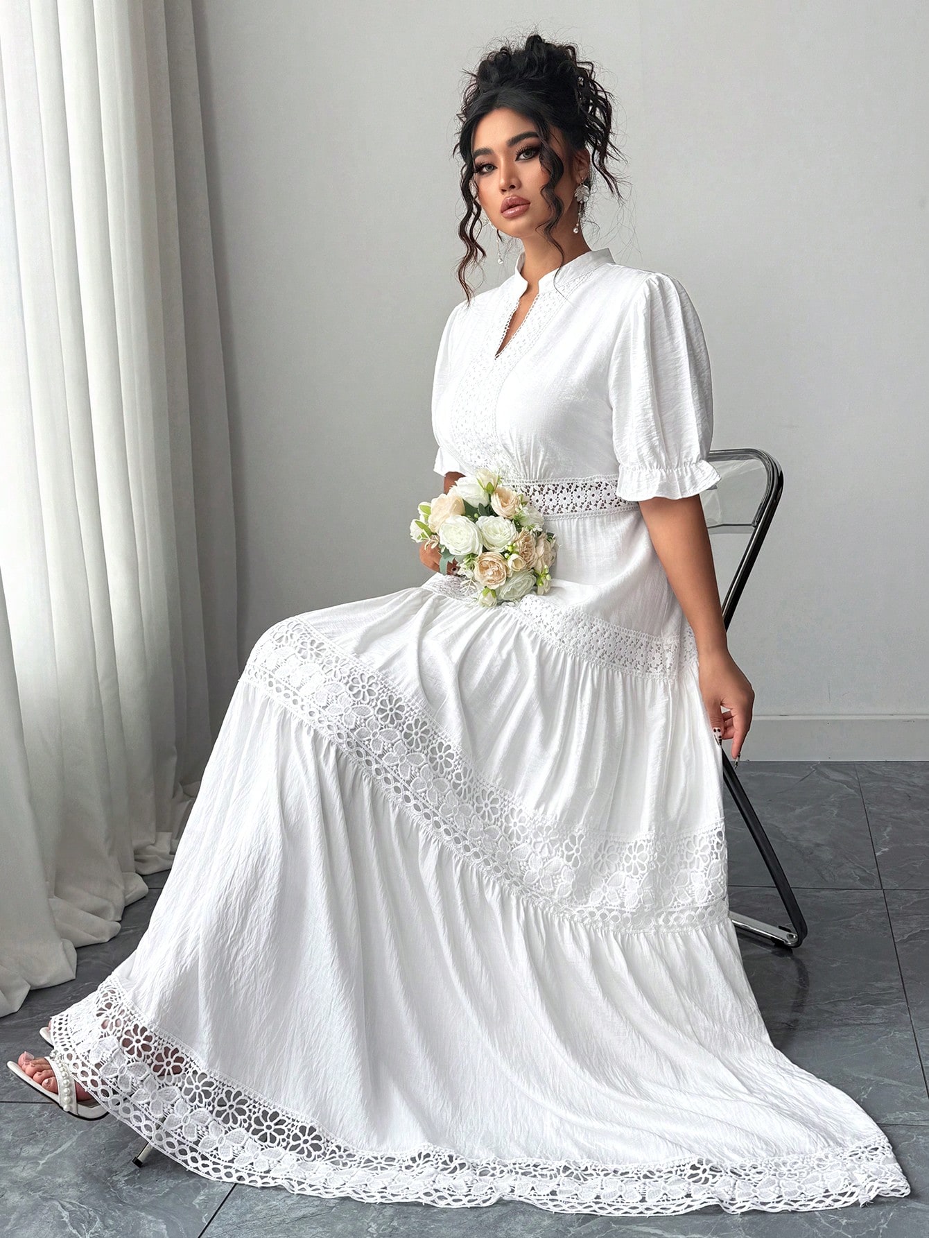 SHEIN Tall فستان ماكسي أنيق وملائم للسيدات البدينا...