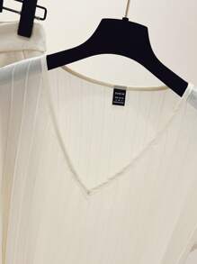 Franclia 2 Pieces Set Casual Commuter Solid Color Pleated Blouse & Pants Suit - Apricot - View 6