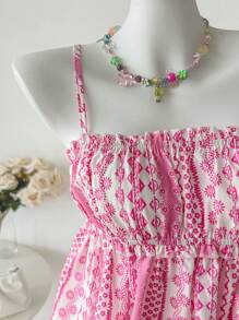 INAWLY Women's Holiday Floral Print Frill Trim Camisole Top - Multicolor - View 4