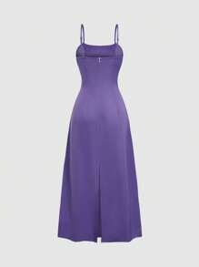 INAWLY 女式休闲纯色喇叭下摆吊带背心连衣裙，夏季