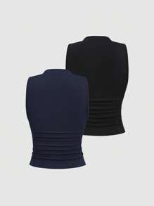 Sweetra Blusa de verano ajustada y fruncida para mujer, apropiada para el verano - Multicolor - Ver 2