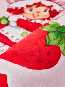 Strawberry Shortcake X SHEIN 1 Pc Fuzzy Strawberry Pattern Rug With Non-Slip Backing, Multiple Sizes, Suitable For Bedroom, Living Room, Entryway, Bathroom,Gift Ideas - Red - View 4