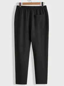 Manfinity BRENVOR Loose-Fit Men's Solid Color T-Shirt And Pants Set, Cozy Outfits - Black - View 6