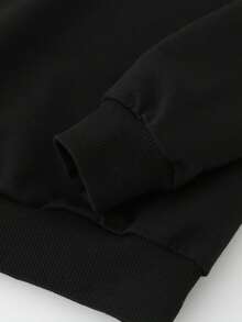 SHEIN 男童休閒字母印花圓領汗衫，秋冬季節1件裝 - 黑色 - 查看 5