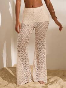 Opulessa Mid-Waist Flared Leg Pants, Minimalist & Fashionable, Suitable For Summer Vacation,Vacation Style,Knitted ,Casaul Summer Vacation Outfits Woman,Bohemia Beach Vacation Outfits,Boho Chic,Holiday Festival Outfits,Beach Outfits For Woman,Summer Outfits For Women,Graduation Outfit,Birthday Outfits For Women,Beach Essentials,Airport Outfit For Women,4th Of July Women,Club Outfit,Country Outfits Women,European Summer,Crochet