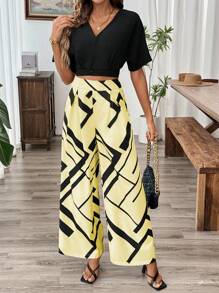 Rafferiza مجموعة من قطعتين: بلوزة كارديجان قصيرة بخطوط ملساء مفتوحة من الأمام وبنطال قصير بنقشة مربعات متجعد وقصير، بدلة مناسبة للتنقل، للربيع/الخريف