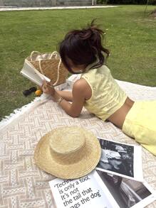 Sunnyshic Women V-Neck Embroidery Sleeveless Single Breasted Vest + Long Skirt, Summer Set - Yellow - View 5