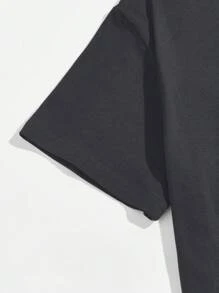 Manfinity Homme Men's Simple Printed Crew Neck Short Sleeve T-Shirt - Dark Grey - View 4