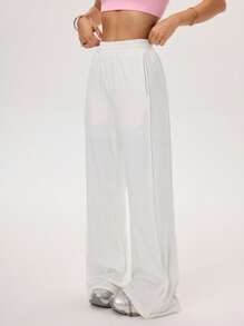 SHEIN Sports Women's Versatile Casual Sports Running Outdoor Long Pants, Summer - White - View 2