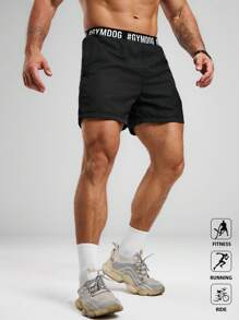 Manfinity Sport Polished Men's Casual Outdoor Cycling Workout Running Sports Shorts Breathable Lightweight Cool Reflective Running Muscle Slim Fit For Training Training Running Shorts
