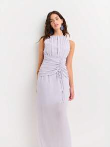 Nöista 女式浅紫色褶皱长裙，正面有褶皱。 - 淡紫色 - 查看 5