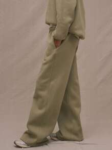 MUSERA Quần thể thao ống rộng cạp chun, thích hợp đi nghỉ mát, sân bay, dự lễ tốt nghiệp, làm giáo viên, phù hợp cho nữ sinh, mùa thu năm học mới. - Xám - Xem 3