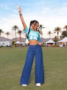 SHEIN PETITE Women's Slim Fit Slant Pocket Casual Straight Leg Jeans, For Concert,Summer