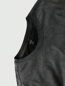 ROMWE MEN Casual 男女通用美式街头风格泼墨骏马印花短袖T恤 - 黑色 - 查看 5