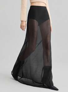 Ontre 女式简约黑色休闲轻便半身裙，时尚百搭日常穿着，春季