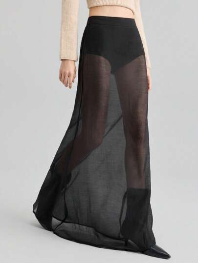 Ontre 女式简约黑色休闲轻便半身裙，时尚百搭日常穿着，春季