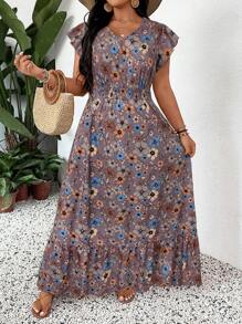 SHEIN LUNE Đầm dài đơn giản cổ chữ V in họa tiết đơn giản cho nữ cỡ lớn, phong cách Bohemian mùa hè, Boho, trang phục mùa hè cổ điển dành cho nữ, trang phục dự tiệc mùa xuân, trang phục lễ hội, trang phục dự tiệc mùa xuân, trang phục Saint John, Saint John, Saint John 2025, trang phục ngày giữa hè, váy tốt nghiệp, váy dự tiệc cưới, trang phục đi nghỉ cho nữ, trang phục đi biển cho nữ, váy liền thân cho lễ hội, váy sinh nhật cho nữ, váy maxi họa tiết hoa, váy maxi Boho, váy maxi thường ngày, váy đi nghỉ cho nữ - Nhiều màu - Xem 1