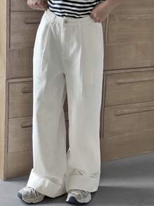 Dazy Kids Teens/Girls' Loose Straight Leg Jeans For Fall - White - View 7