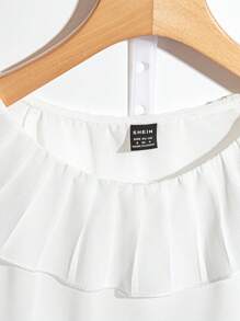 SHEIN Clasi Women's Woven Casual Holiday Summer Sheer Blouse Top - White - View 4