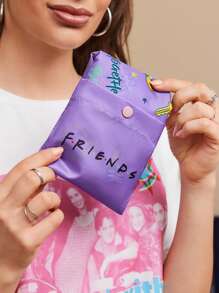 FRIENDS X SHEIN Sac cabas pliable en RPET avec imprimé lettres, sac de course portable, cadeaux