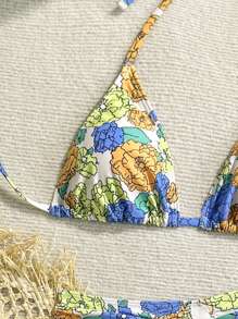 SHEIN 女士时尚绳结三角比基尼套装，夏季泳衣 - 彩色 - 查看 6