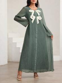 Al Najma Women's Elegant Bow Decorative Arabic Style Dress