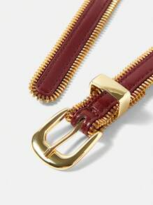 MOTF PREMIUM ZIPPER TRIMMED PU LEATHER BELT - Red - View 5